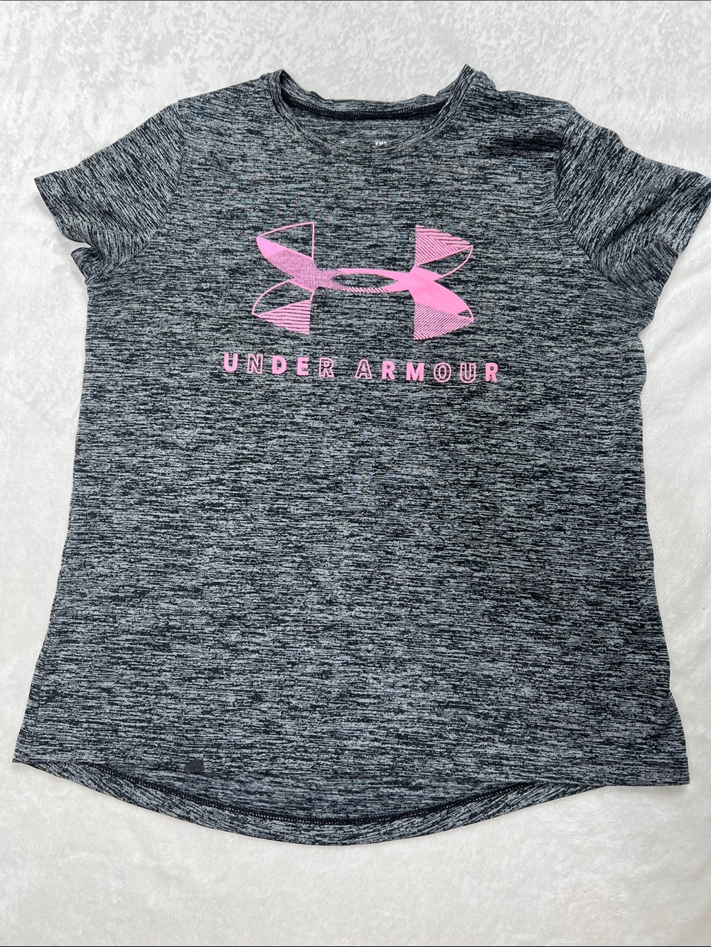 Under Armour Gray Heather Tee with Pink Logo